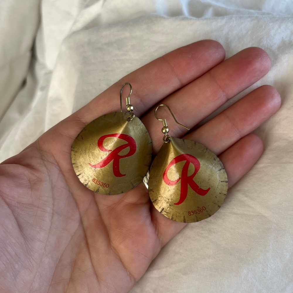 Rainier beer bottle cap earrings